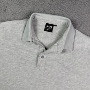 U-510 Polo Shirt Mens Large Gray Pique Mesh Stretch Under 510 Button Down